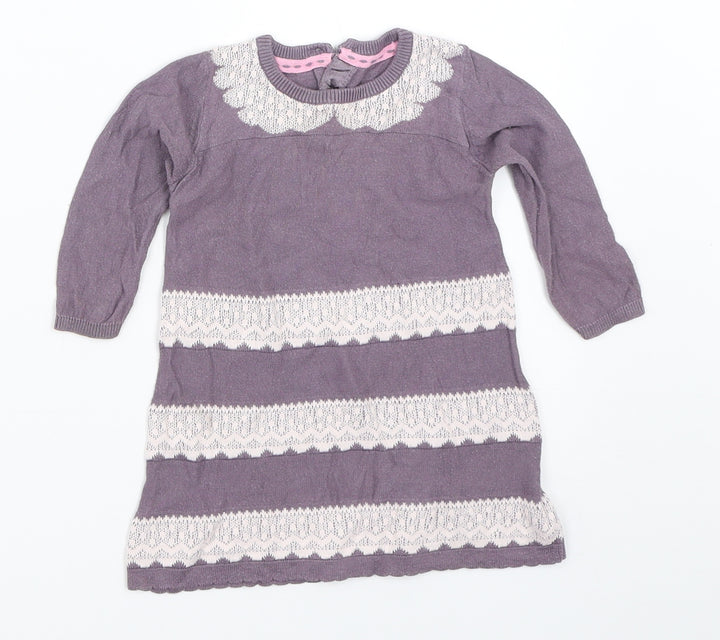 Marks and Spencer Girls Purple Jumper Dress Size 3-6 Months