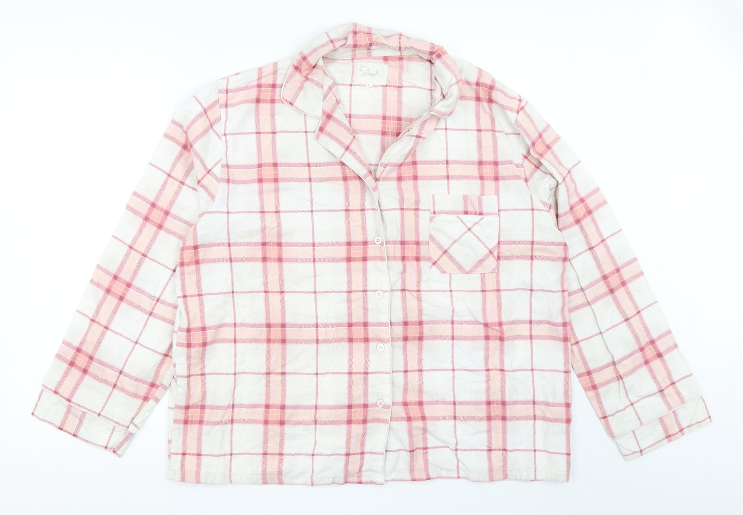 Sleep In Womens Pink Check  Top Pyjama Top Size 14
