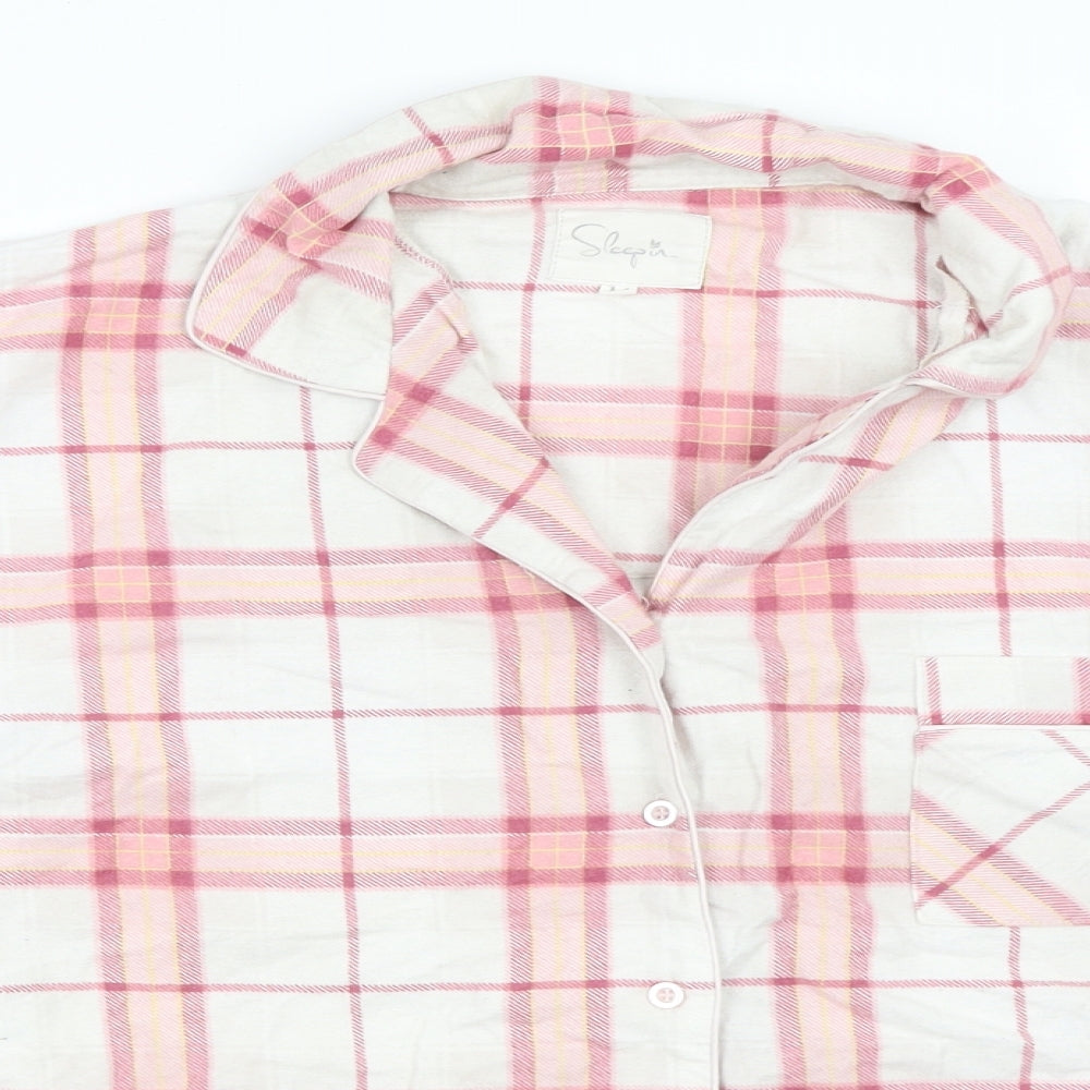 Sleep In Womens Pink Check  Top Pyjama Top Size 14