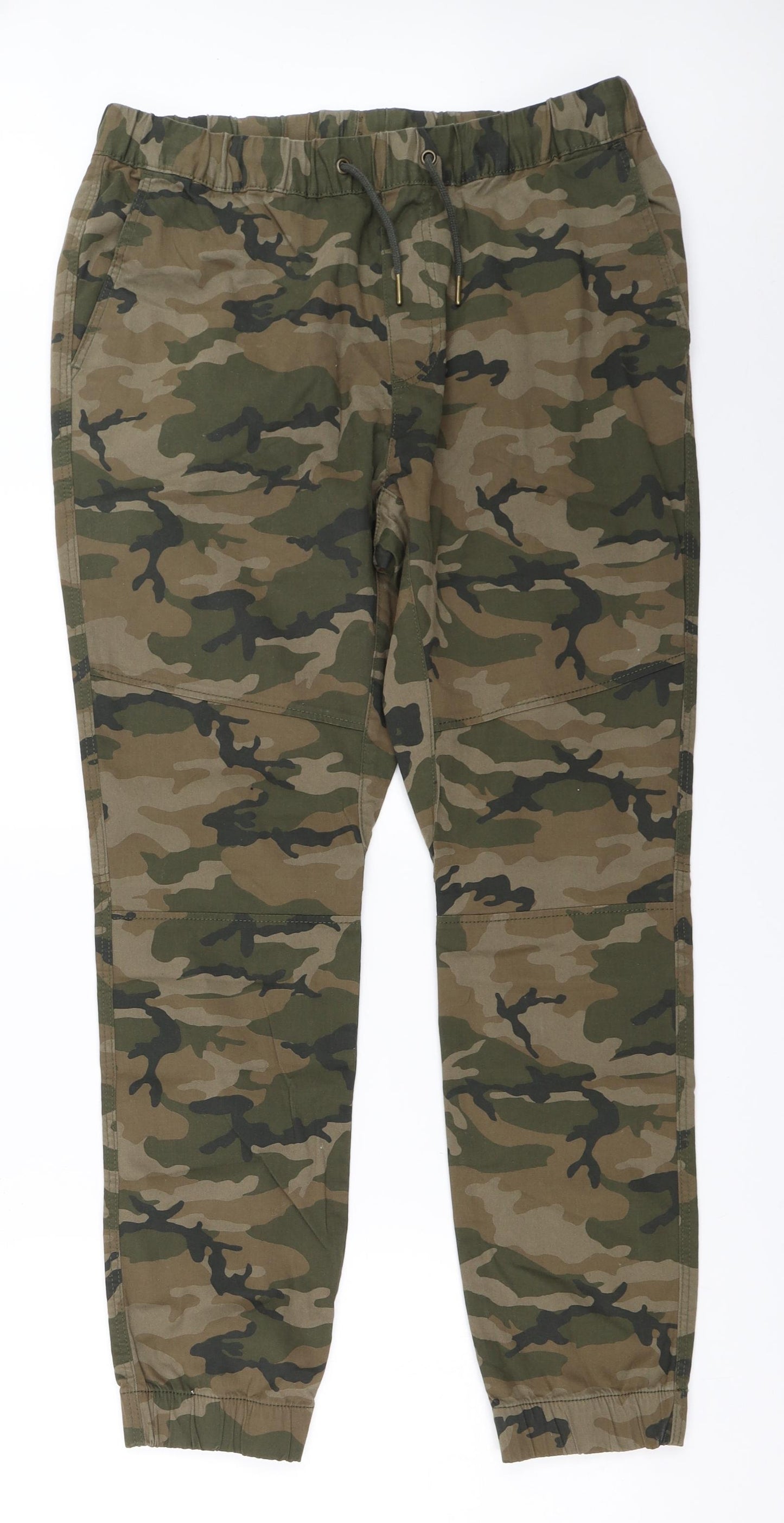 H&M Mens Green Camouflage  Jogger Trousers Size M L30 in