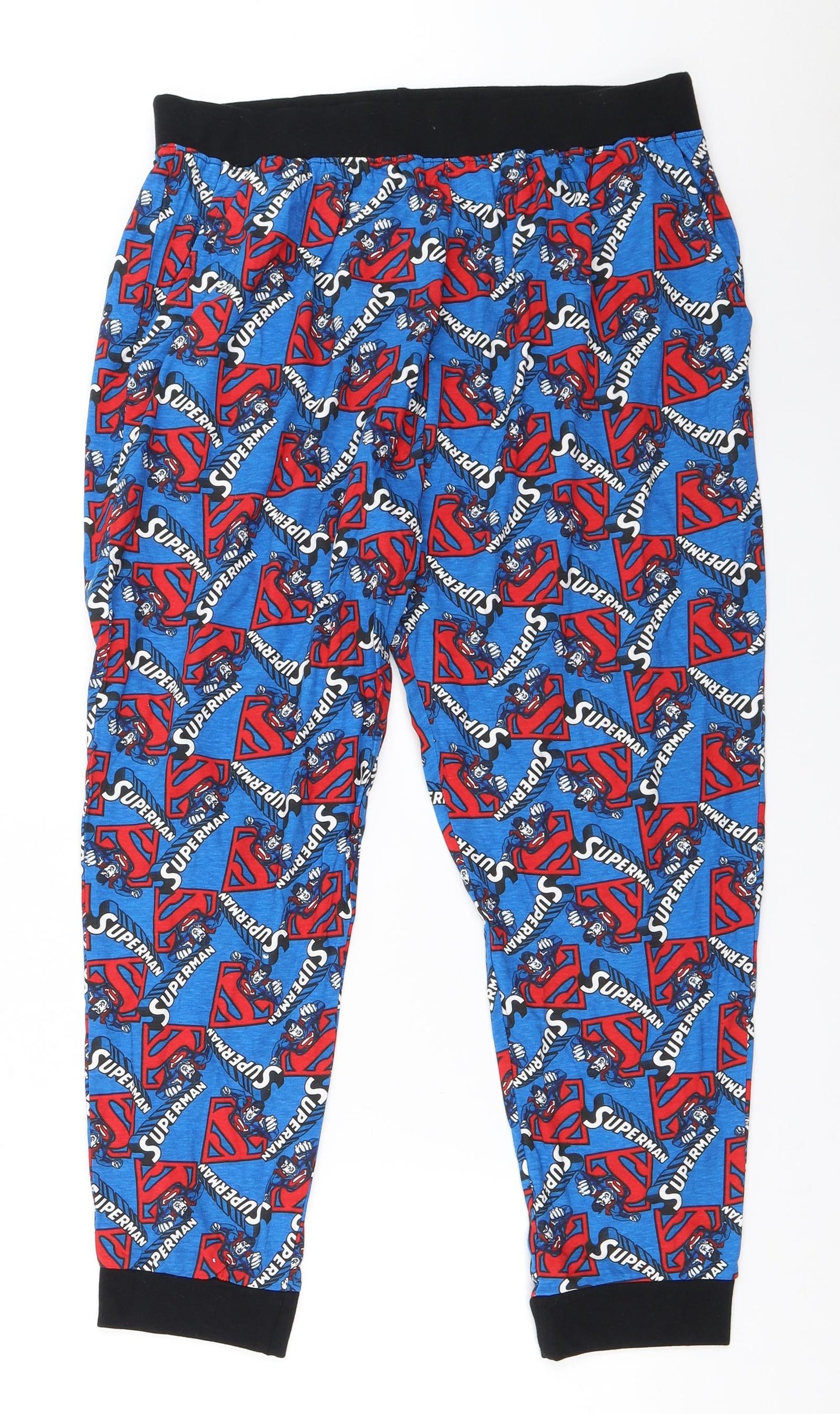 Preworn Mens Blue Solid   Pyjama Pants Size L  - superman