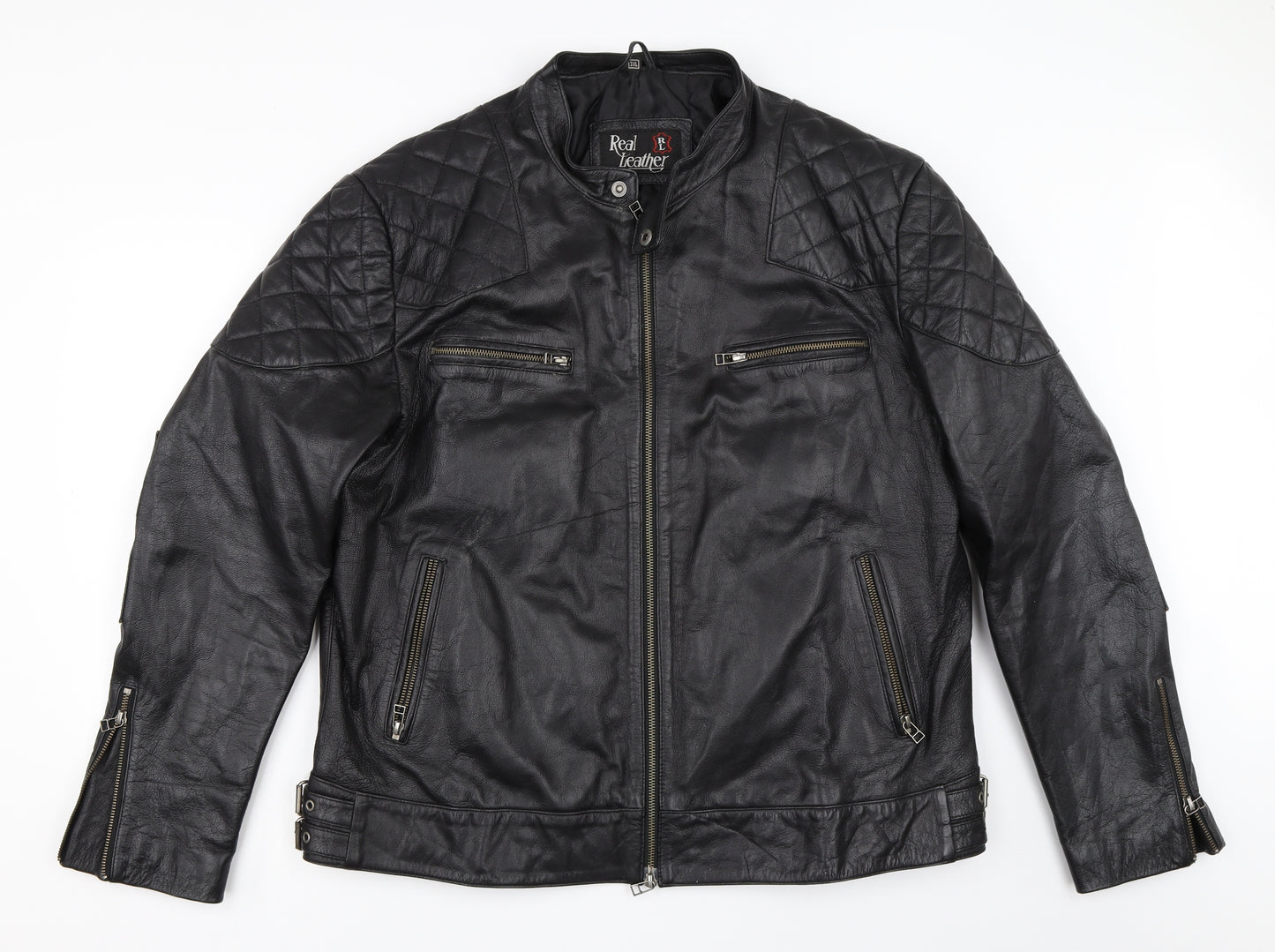 Preworn Mens Black   Biker Coat Size 3XL