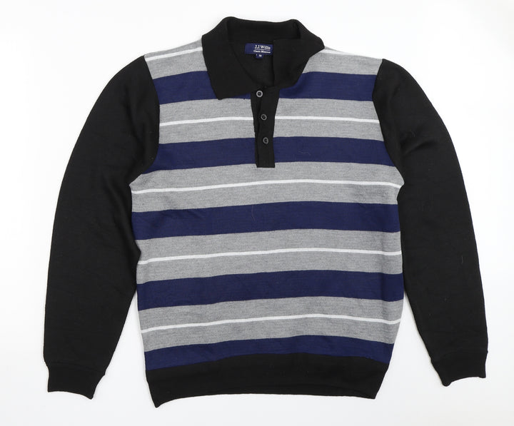J.J.Willis Mens Blue Striped Pullover Jumper Size M