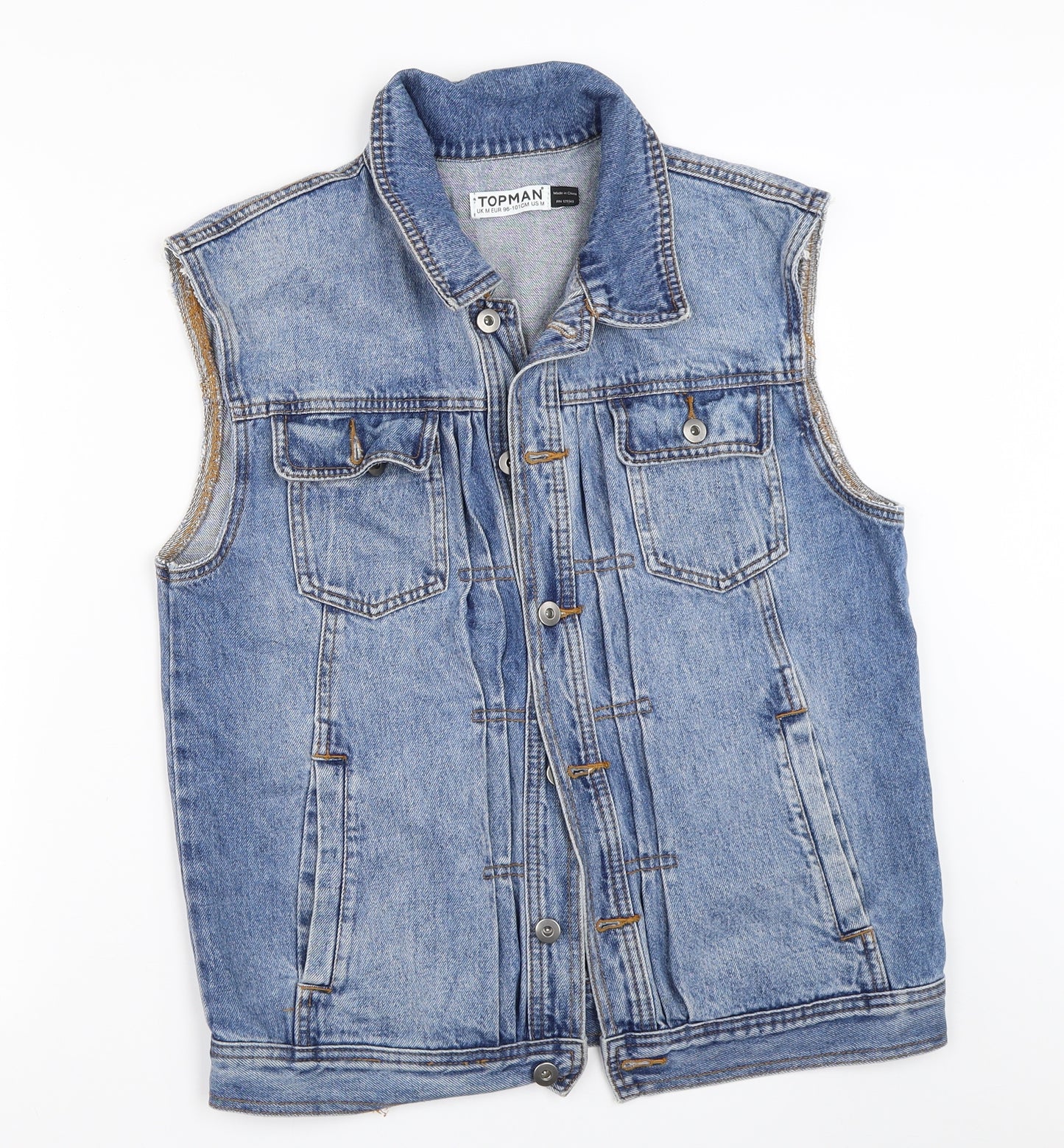 Topman Mens Blue  Denim Jacket Waistcoat Size M