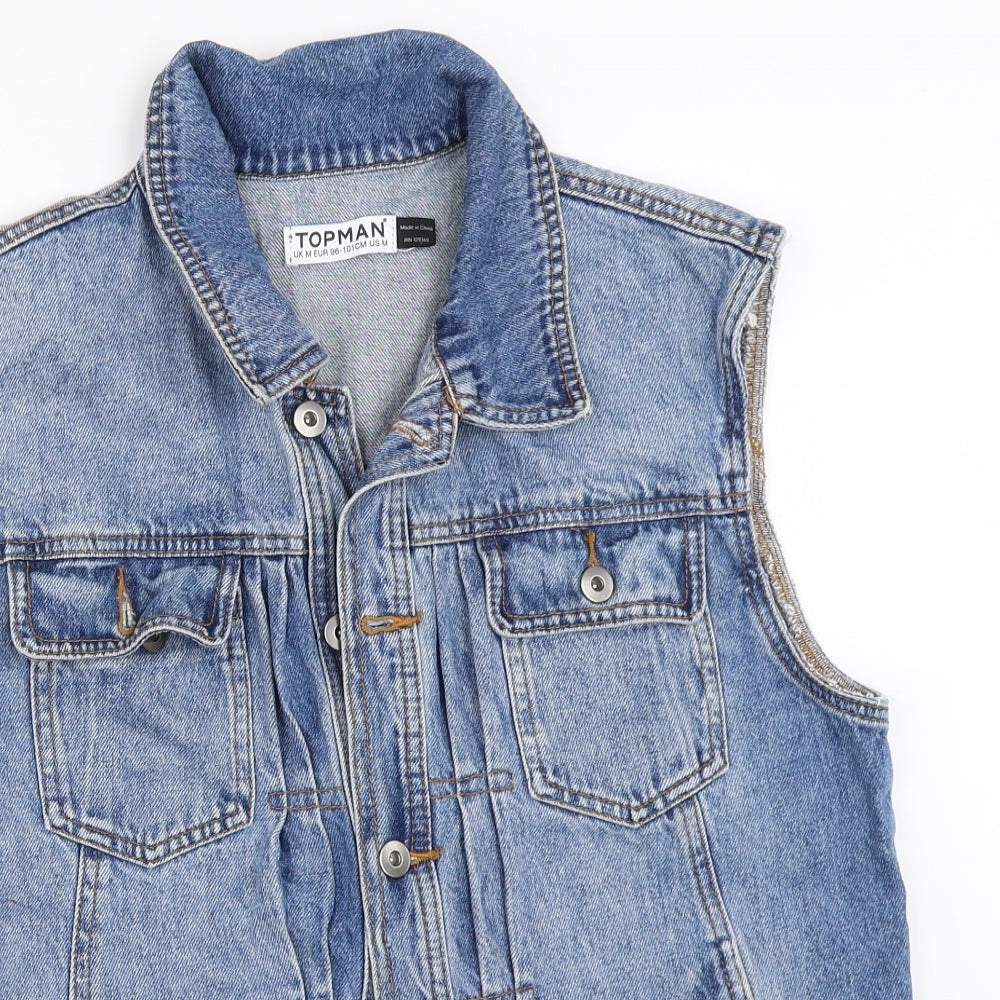 Topman Mens Blue  Denim Jacket Waistcoat Size M
