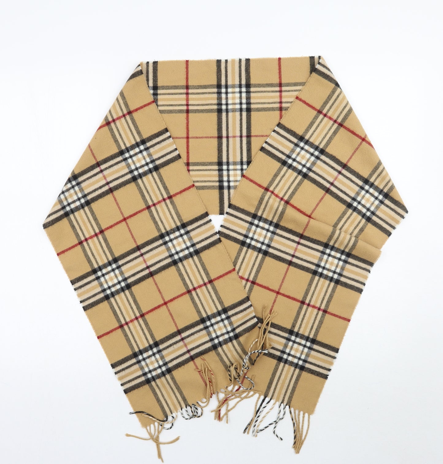 Preworn Womens Beige Check   Scarf