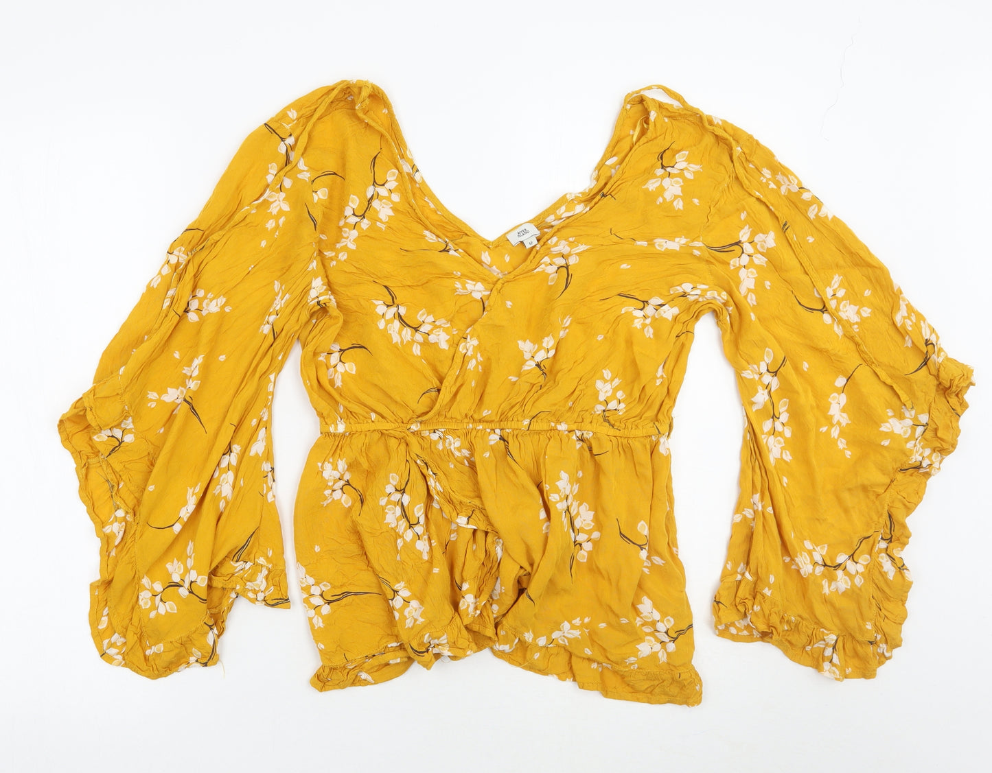 River Island Womens Yellow Floral  Basic Blouse Size 12