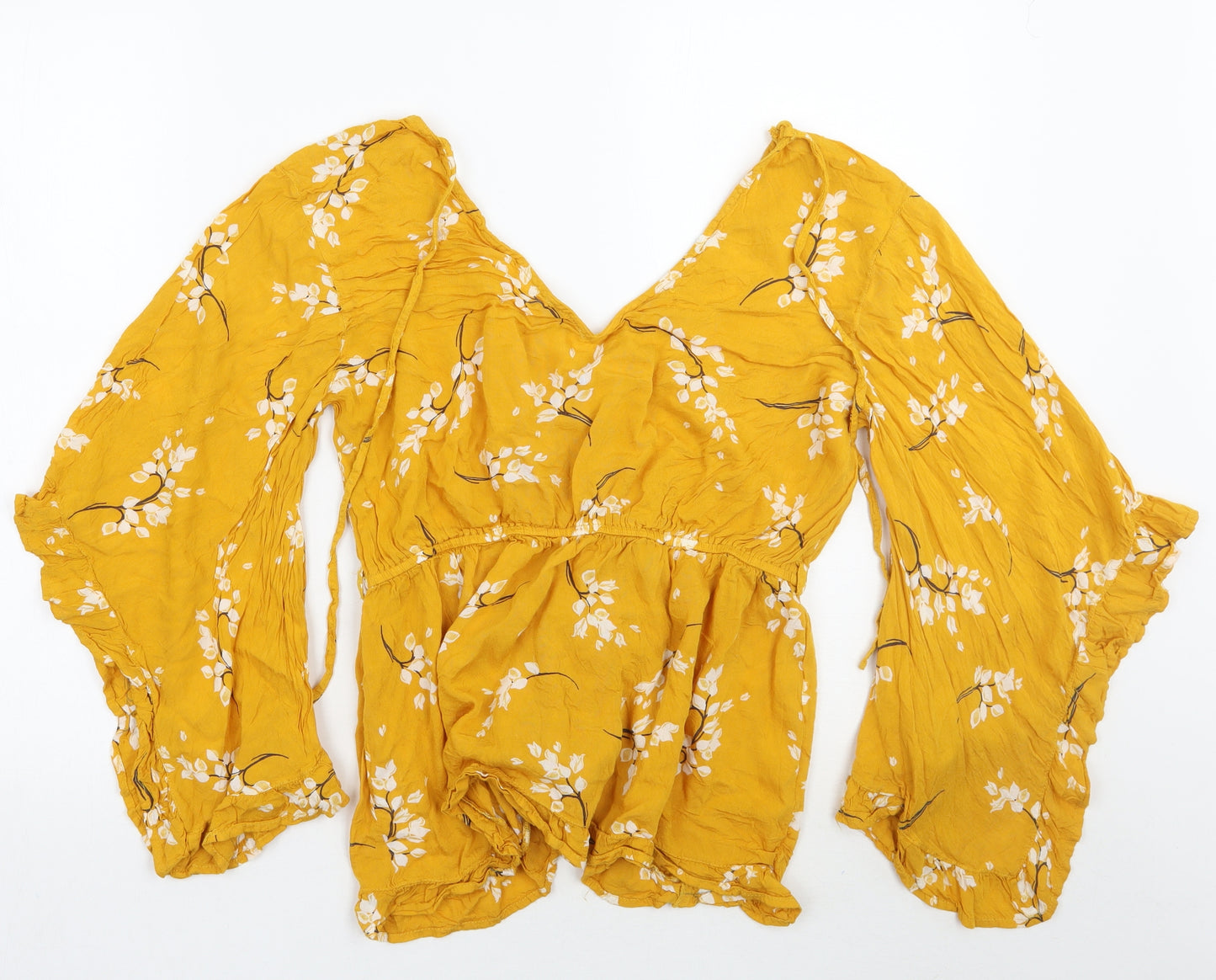 River Island Womens Yellow Floral  Basic Blouse Size 12