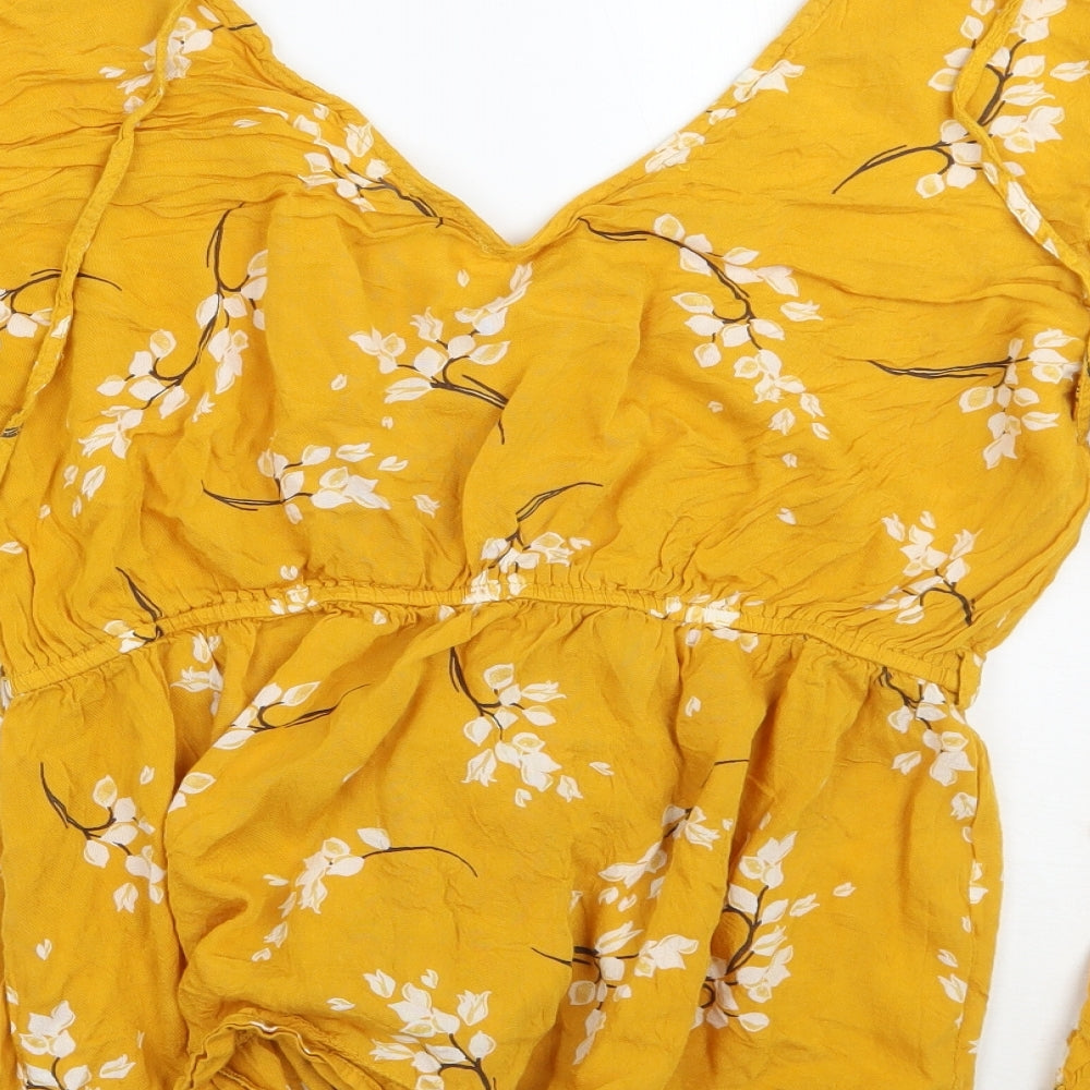 River Island Womens Yellow Floral  Basic Blouse Size 12