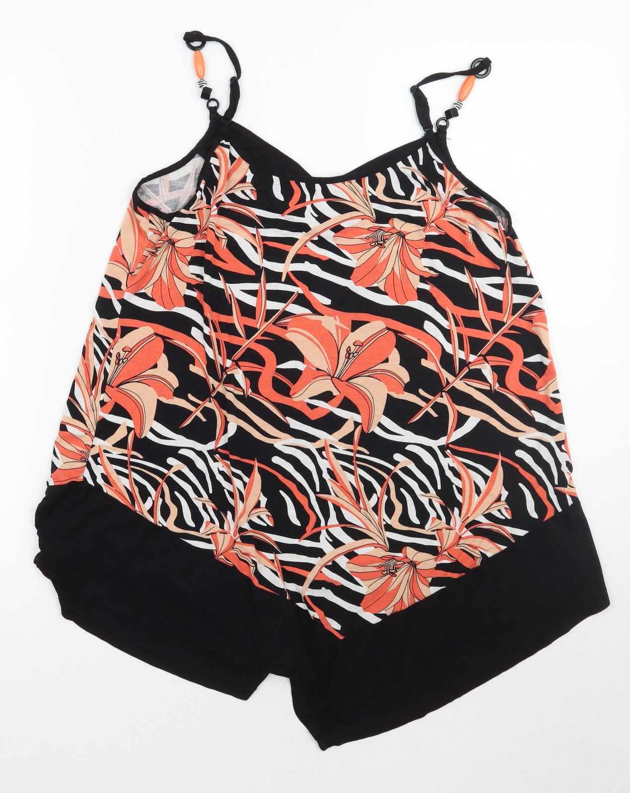 George Womens Black Floral  Basic Tank Size 12