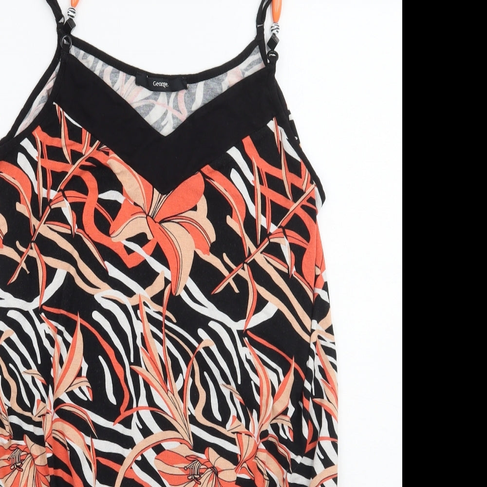 George Womens Black Floral  Basic Tank Size 12