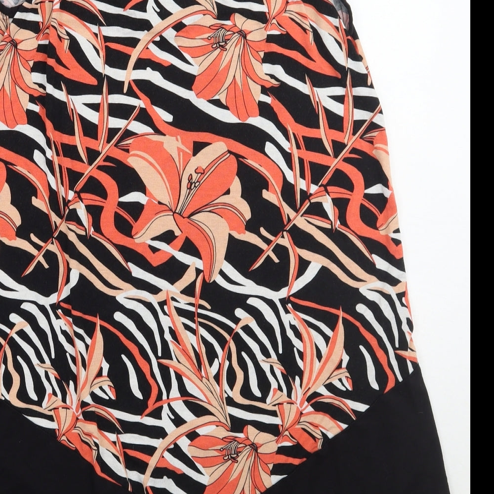 George Womens Black Floral  Basic Tank Size 12