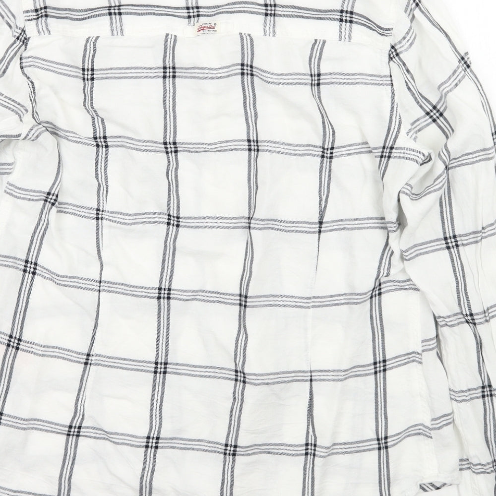 Superdry Womens White Check  Basic Button-Up Size M