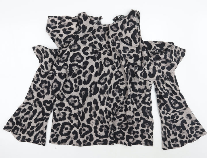 Yoins Womens Animal Print Basic Blouse Size XL