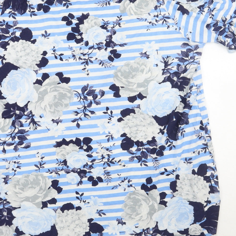 Pep&co Womens Blue Floral  Basic T-Shirt Size 16