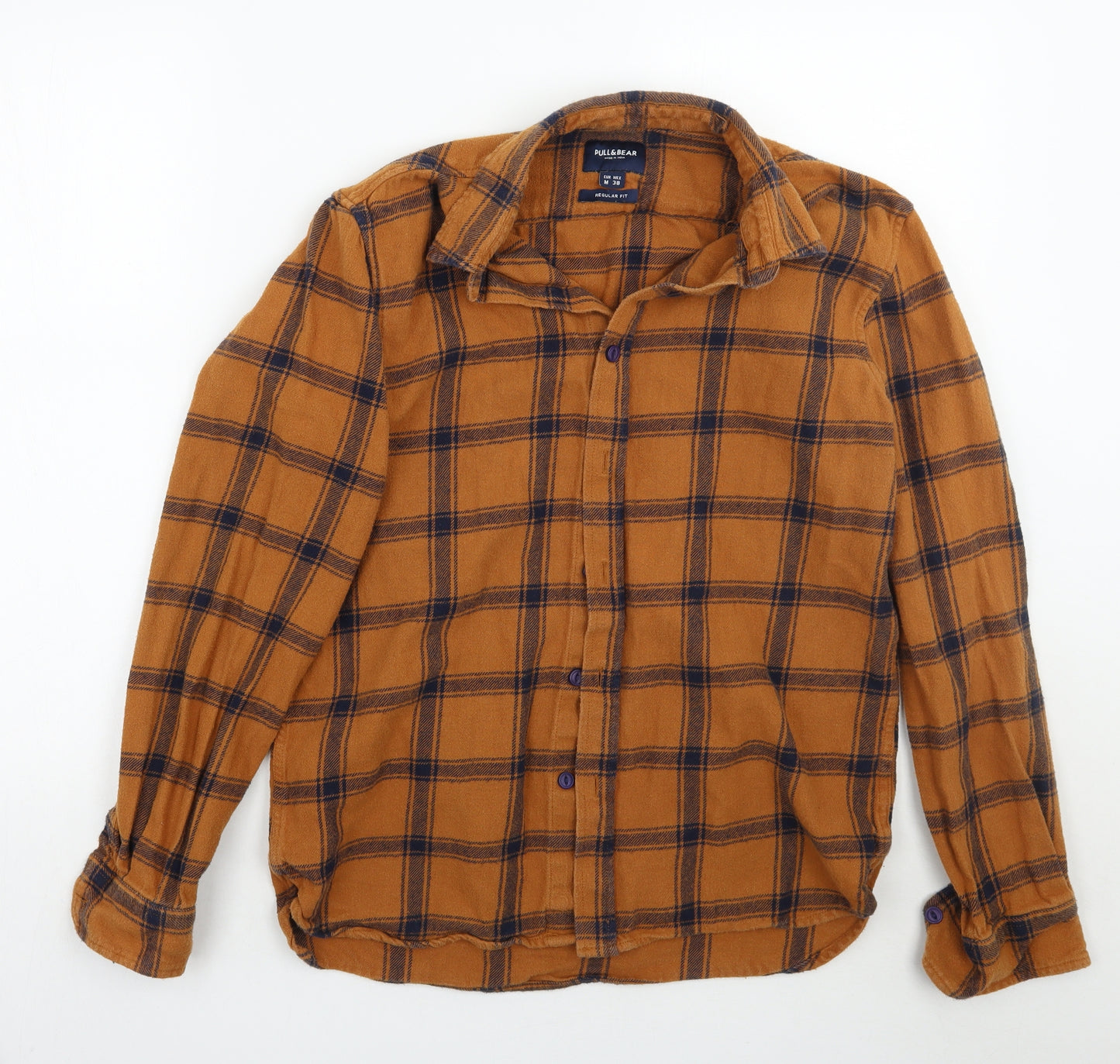 Pull & bear Mens Brown Check   Button-Up Size M