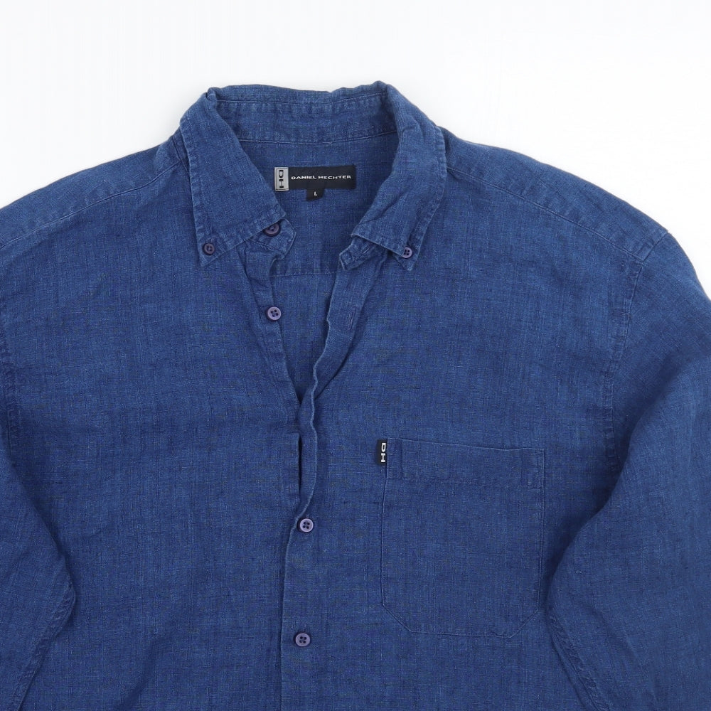 Daniel Hechter Mens Blue    Button-Up Size L