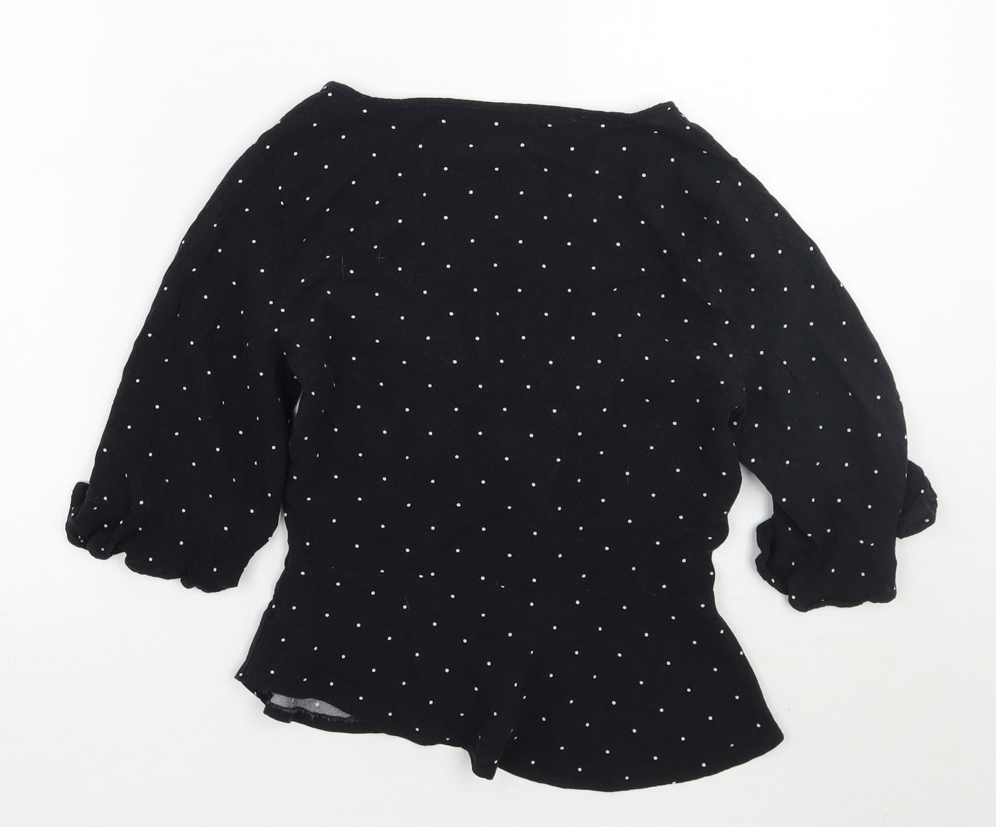MRP Womens Black Polka Dot  Basic Button-Up Size L