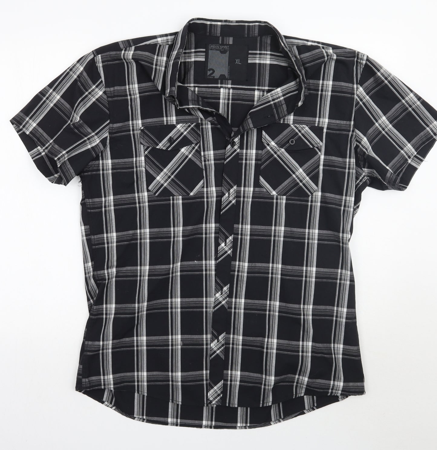 UrbanSpirit Mens Black Check   Button-Up Size XL