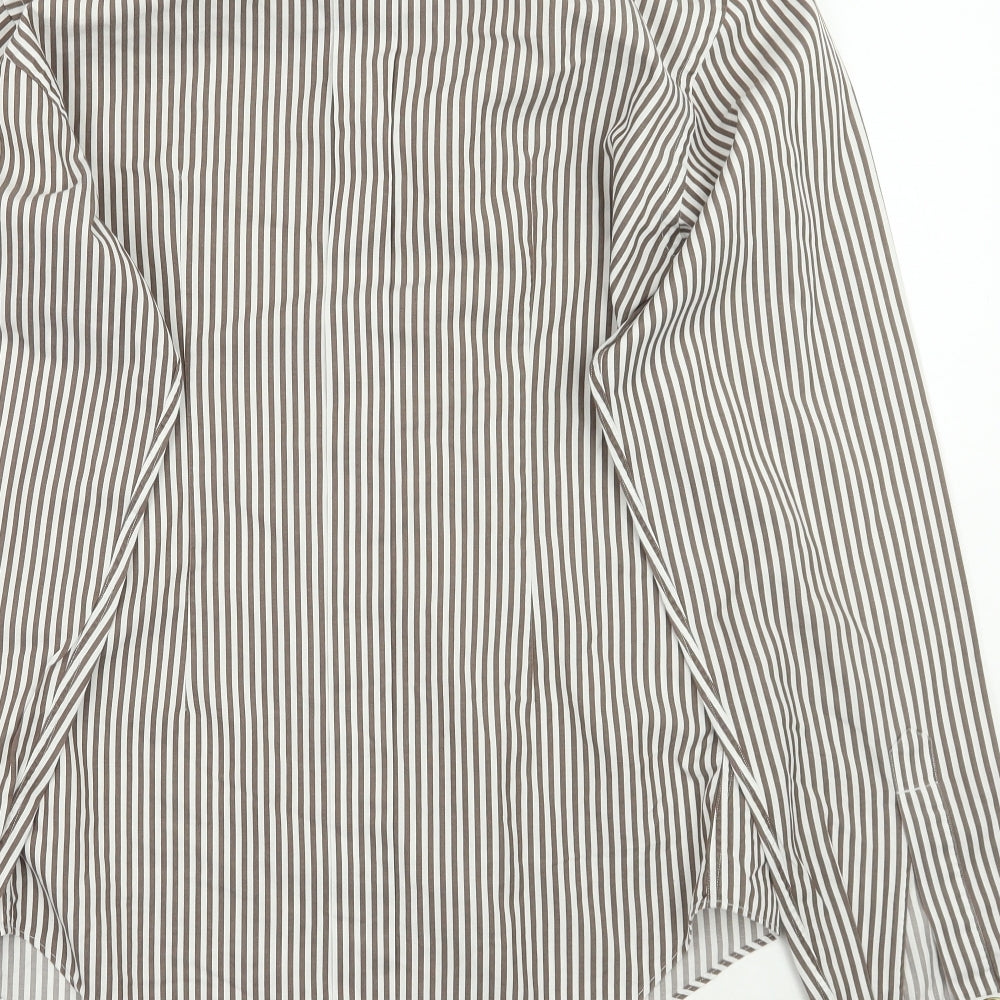 Zara Mens White Striped   Button-Up Size S
