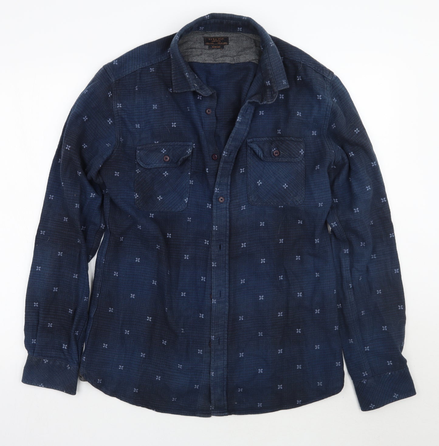 Zara Mens Blue    Button-Up Size L