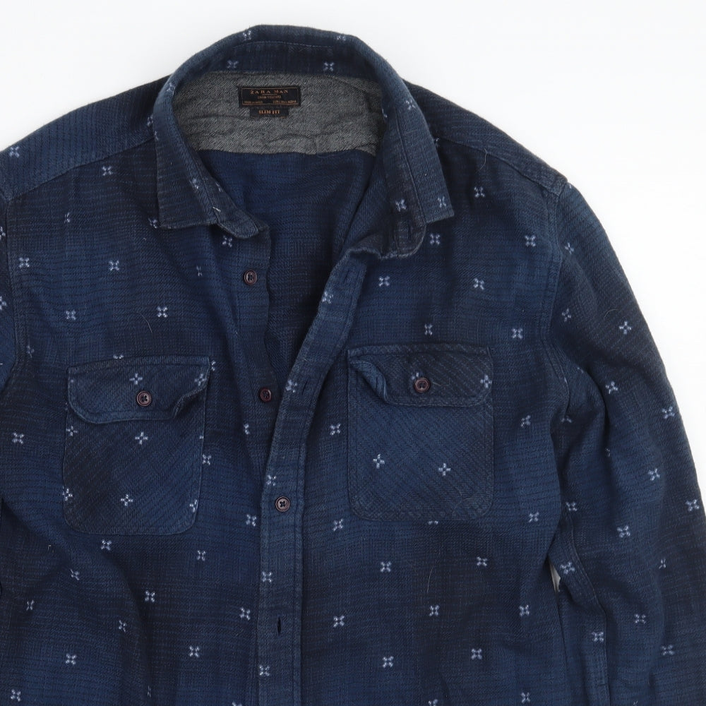 Zara Mens Blue    Button-Up Size L