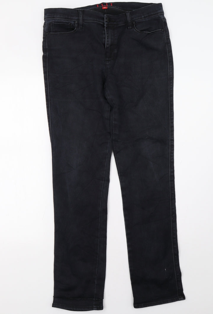 ELLE Womens Black Straight Jeans Size 12 L32 in