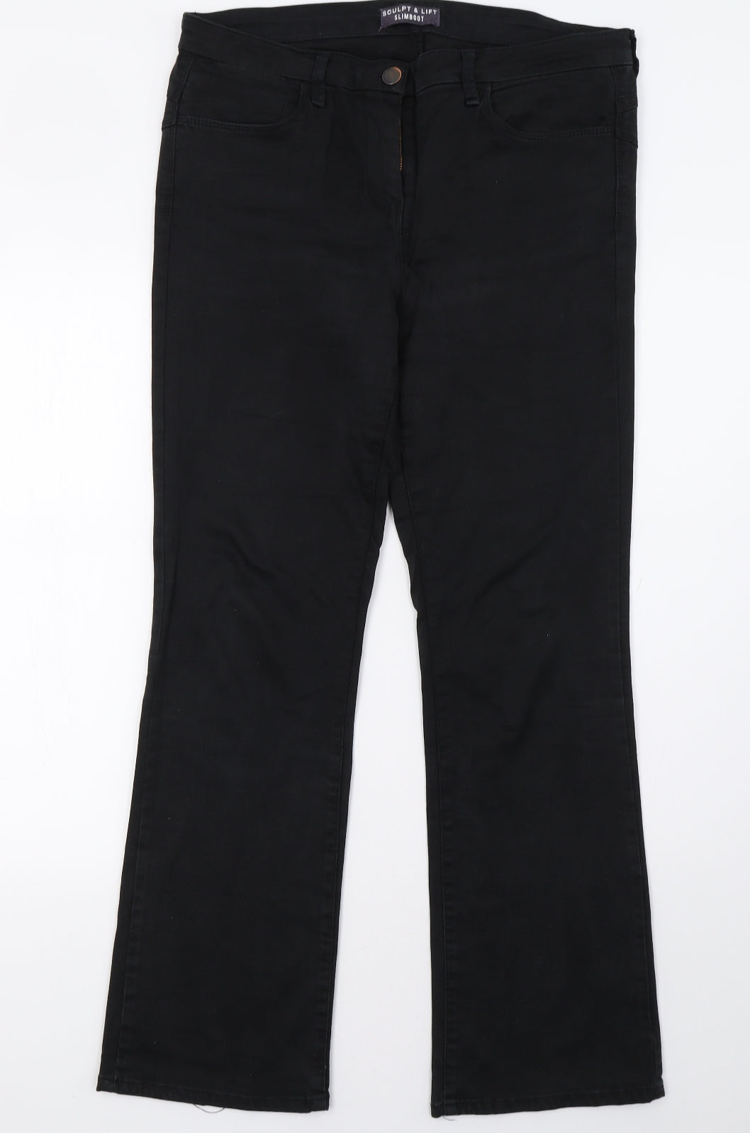 Marks and Spencer Womens Black  Denim Straight Jeans Size 14 L32 in