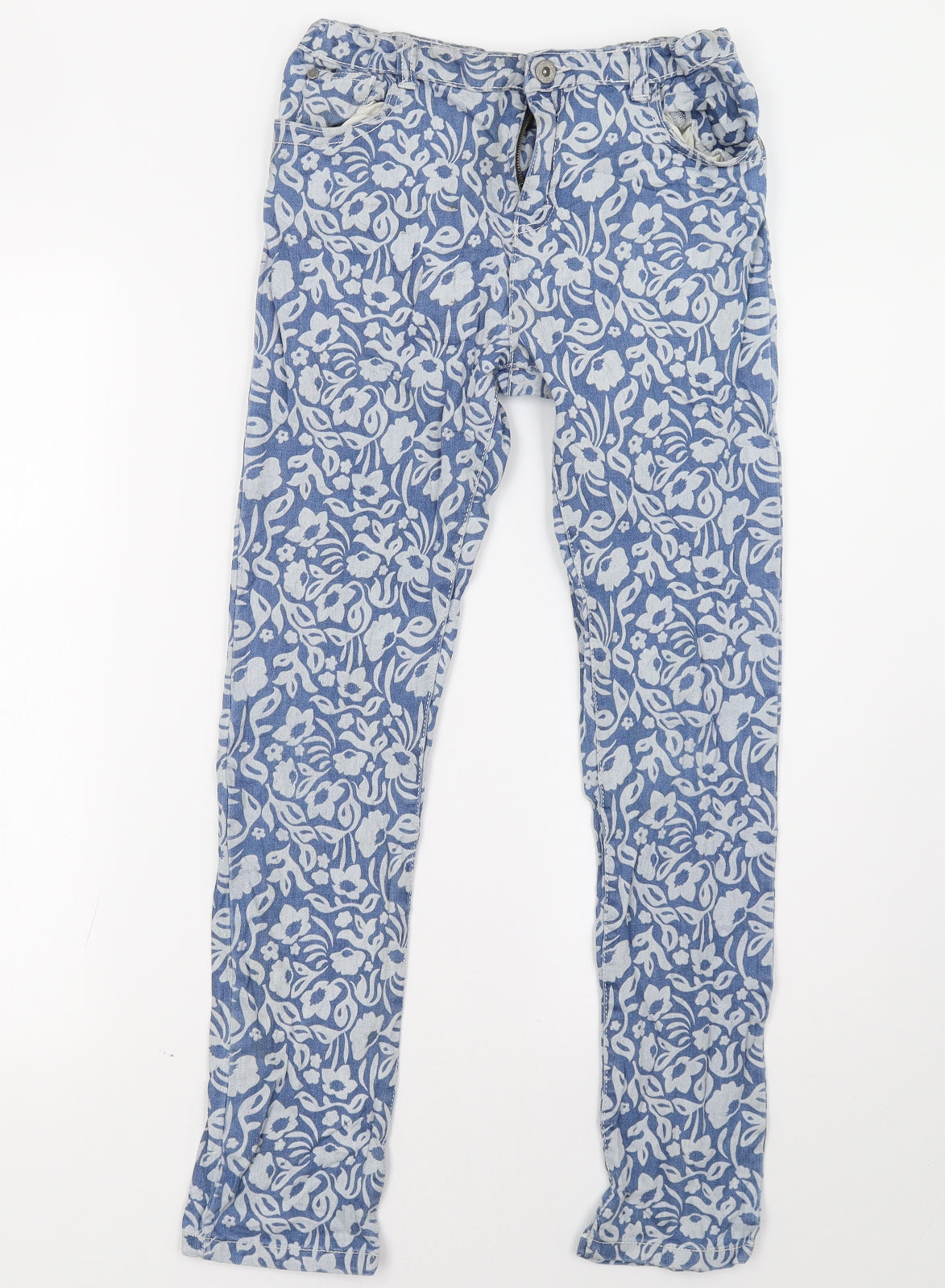 Nutmeg Girls Blue Floral  Straight Jeans Size 12-13 Years