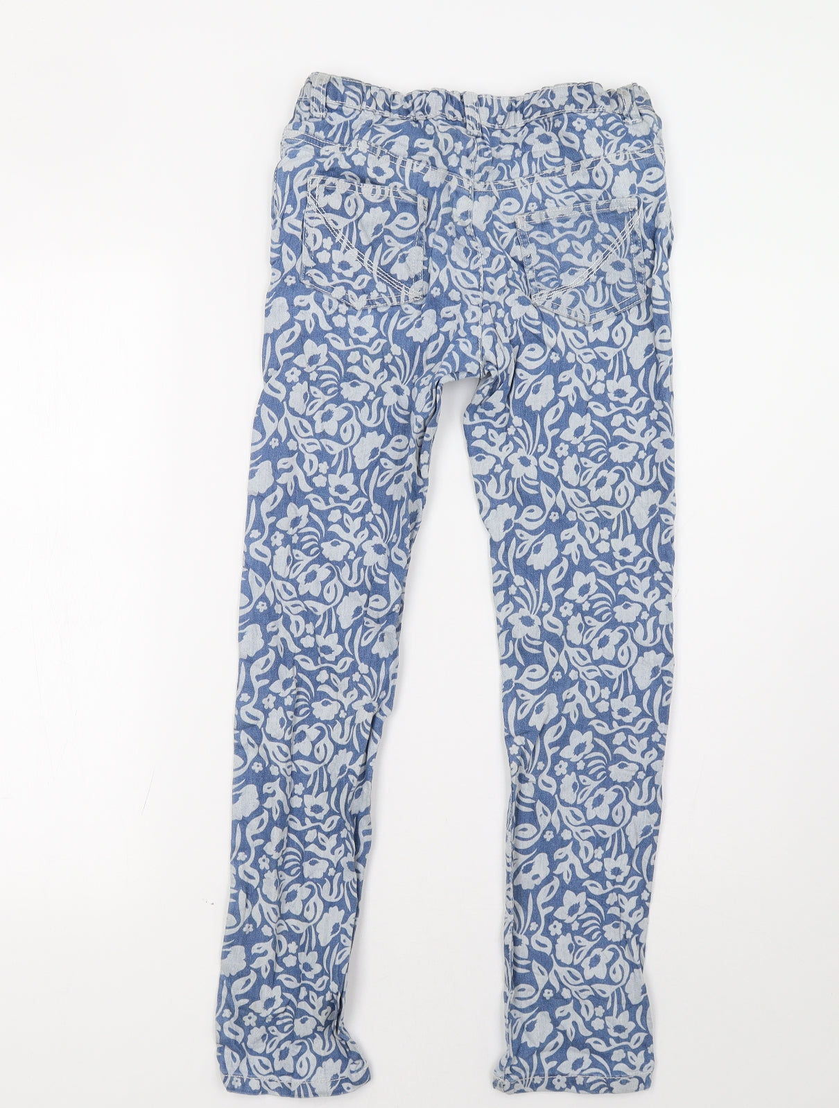 Nutmeg Girls Blue Floral  Straight Jeans Size 12-13 Years