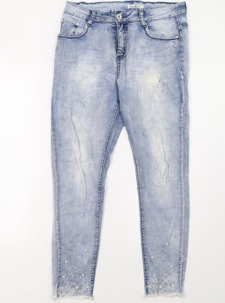 elegant beluxe Womens Blue Skinny Jeans Size 12 L31 in
