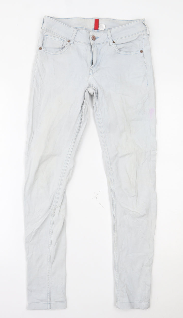 H&M Womens Blue  Denim Skinny Jeans Size 10 L28 in