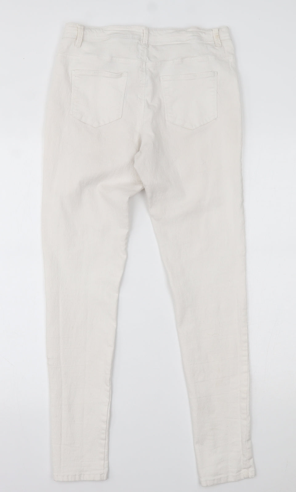 Primark Womens White  Denim Skinny Jeans Size 14 L28 in