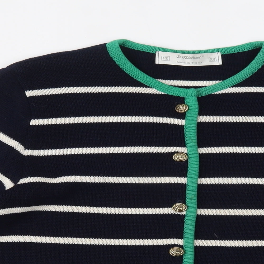 ST MICHAELS Womens Blue Striped  Basic Blouse Size 12