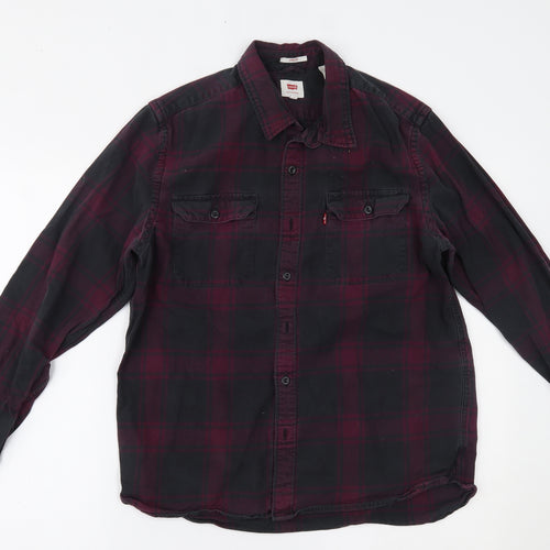 Levi's Mens Purple Plaid   Button-Up Size L