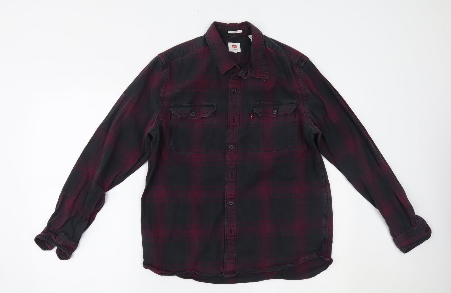 Levi's Mens Purple Plaid   Button-Up Size L