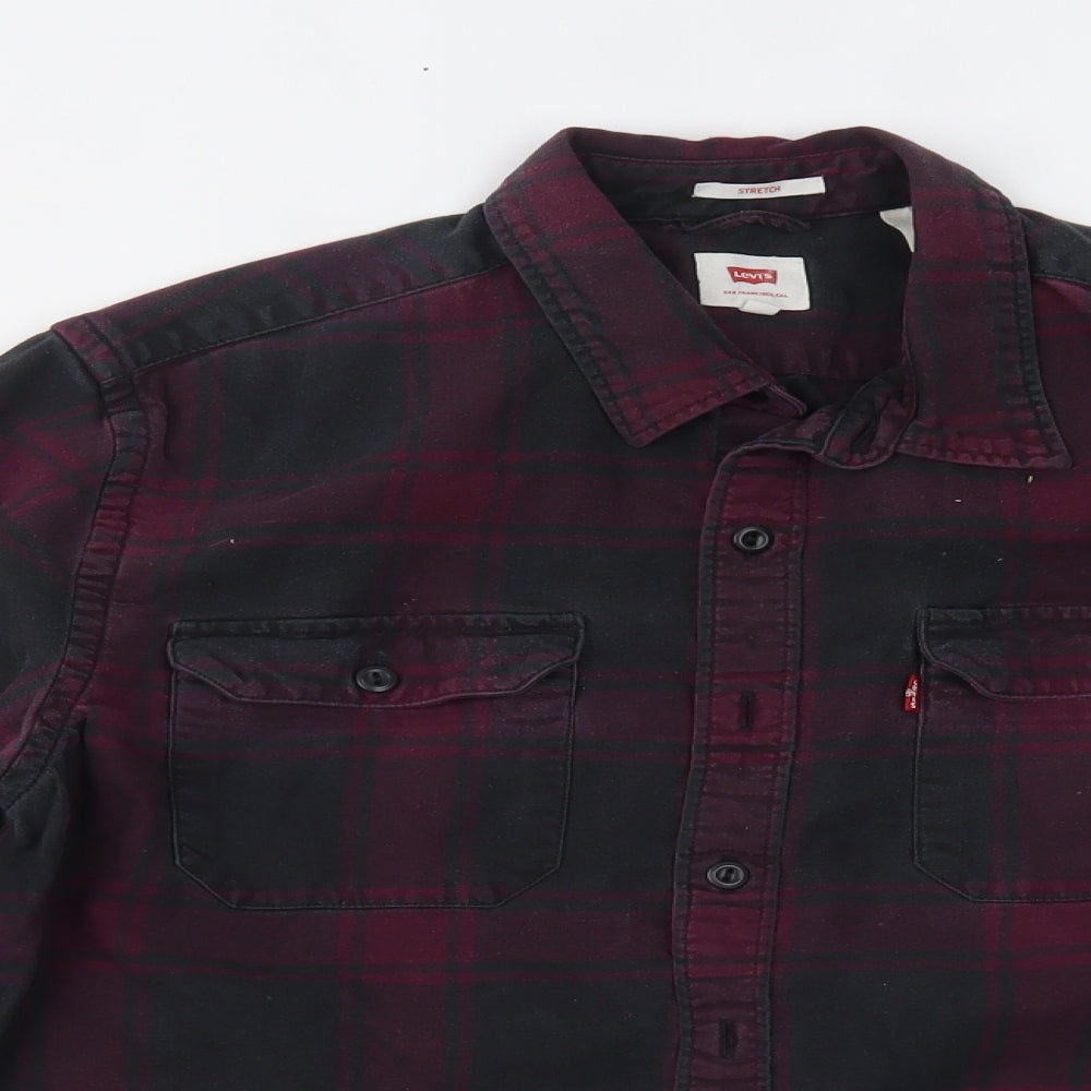 Levi's Mens Purple Plaid   Button-Up Size L
