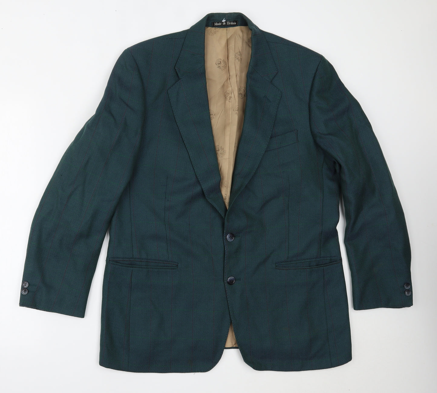 Brook Taverner Mens Green Plaid  Jacket Suit Jacket Size 42