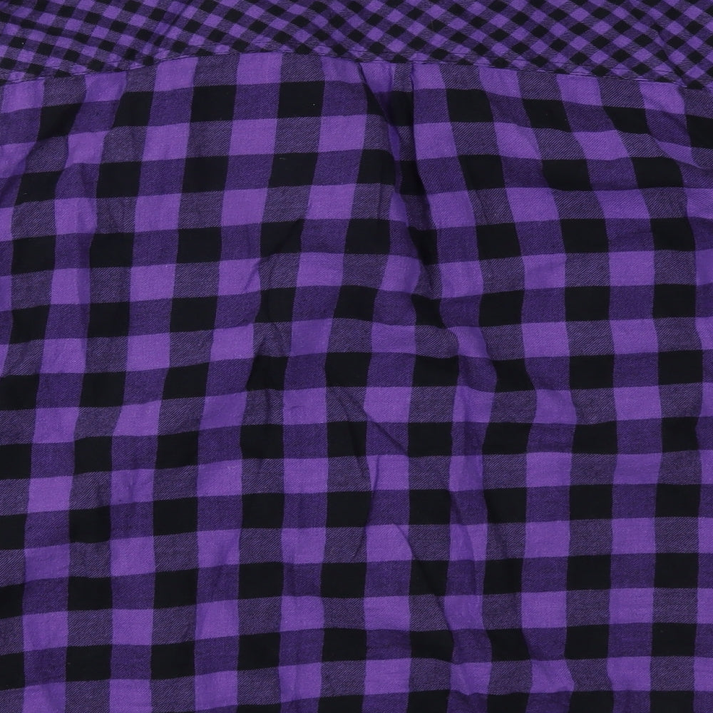 TU Womens Purple Check  Basic Button-Up Size 24