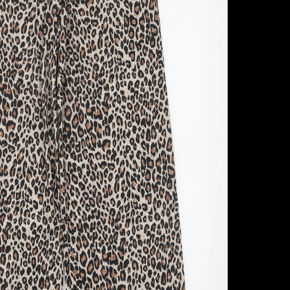 Boohoo Womens Brown Animal Print  Trousers  Size 6 L26 in