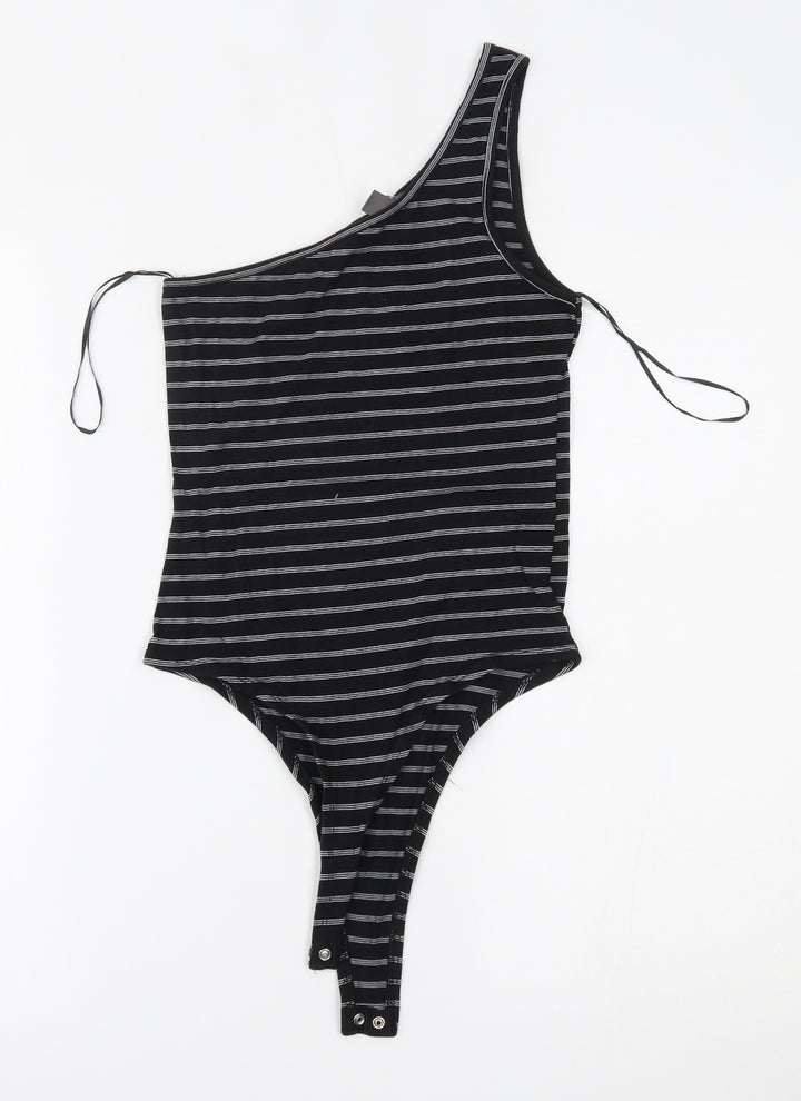 Primark Womens Black Striped Bodysuit One-Piece Size S