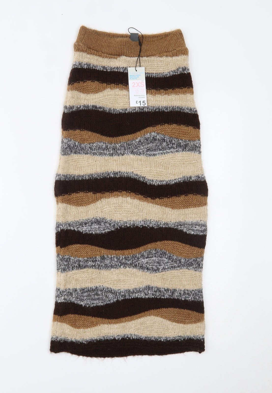 Primark Womens Brown Striped  Straight & Pencil Skirt Size 2XS