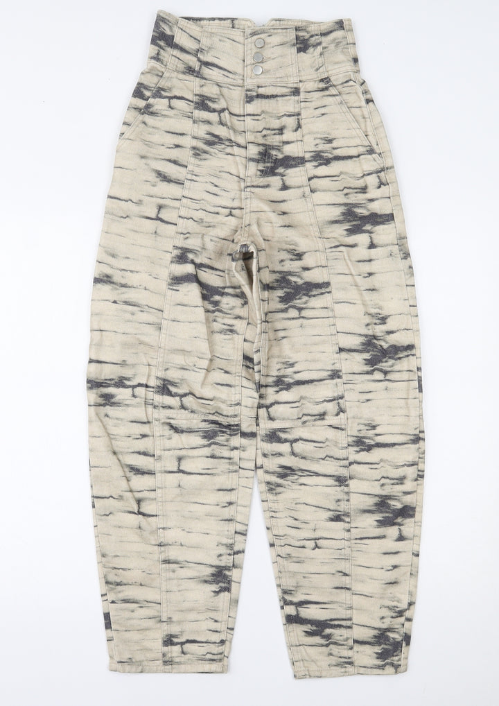 H&M Womens Beige  Denim Tapered Jeans Size 4 L24 in