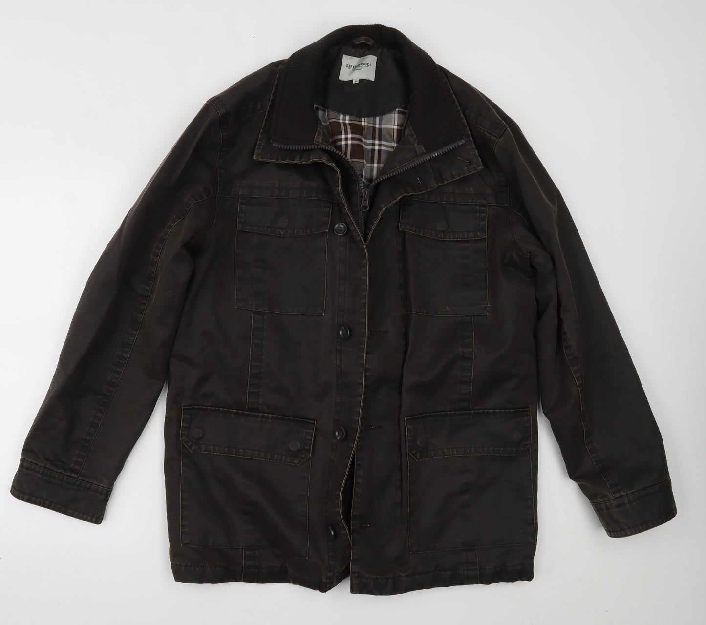GREENWOODS Mens Brown   Overcoat Coat Size M