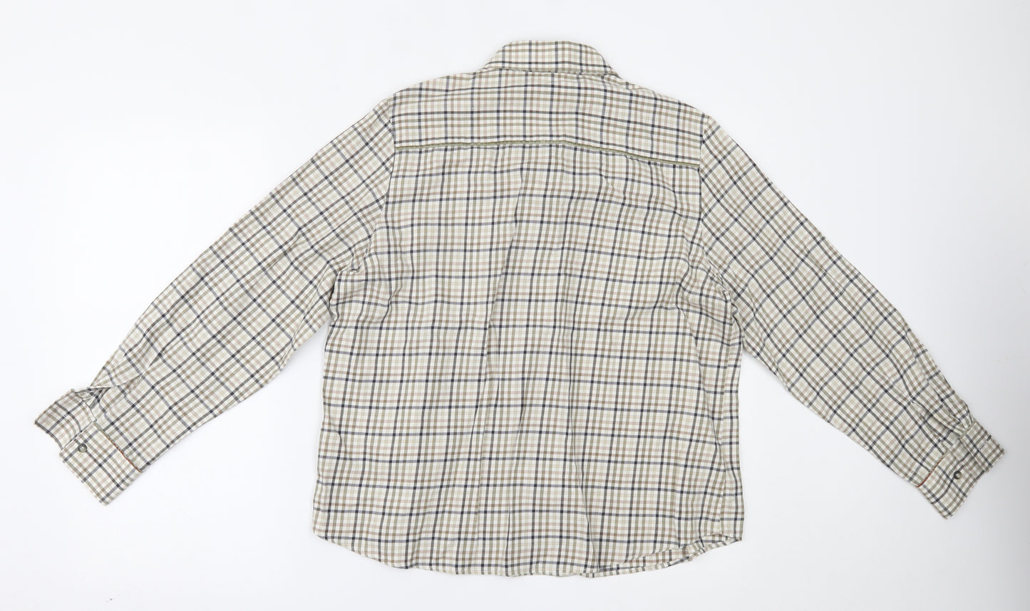 Double TWO Womens Beige Plaid  Basic Button-Up Size 16