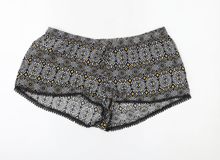 Primark Womens Black Geometric Sweat Shorts Size L