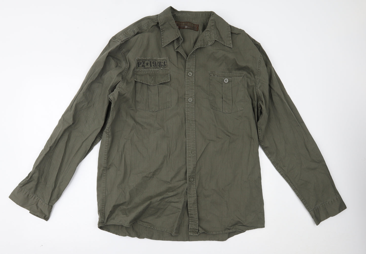 Point Zero Mens Green    Button-Up Size XL