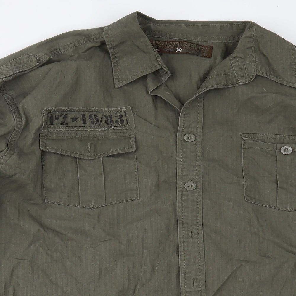 Point Zero Mens Green    Button-Up Size XL