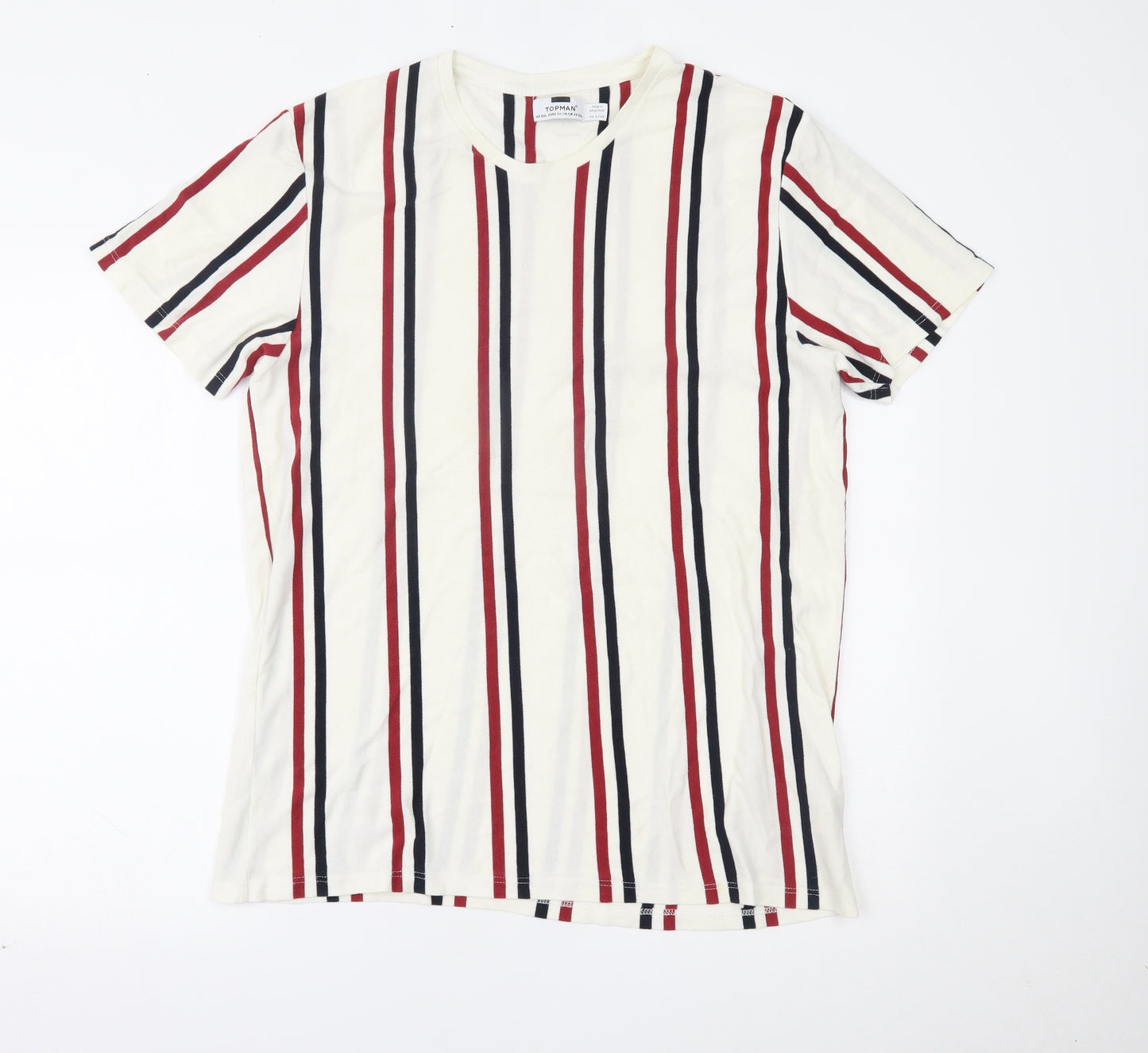 Topman Mens White Striped   T-Shirt Size 2XL