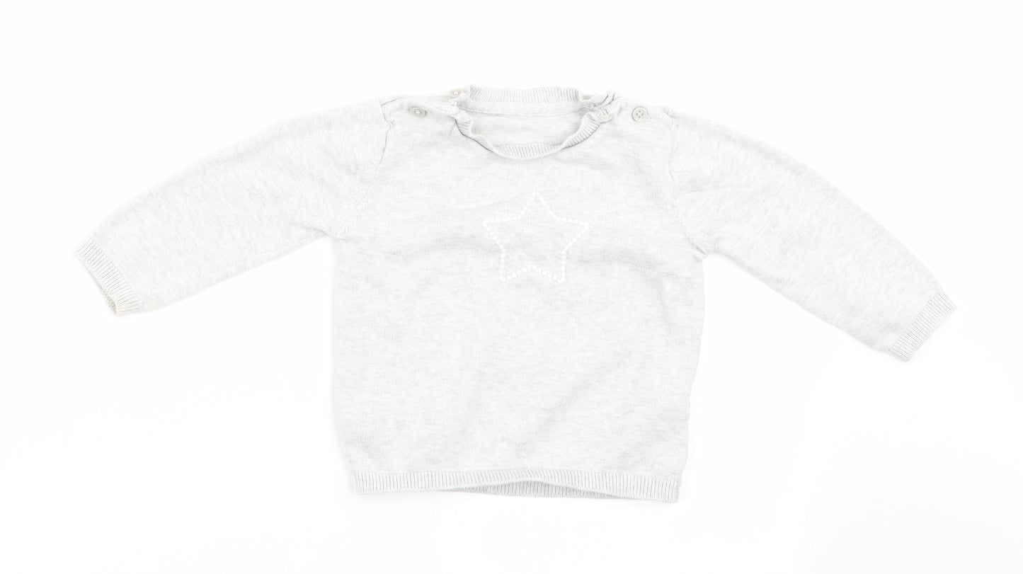 Marks and Spencer Baby Grey   Pullover Jumper Size 9-12 Months  - Start Logo